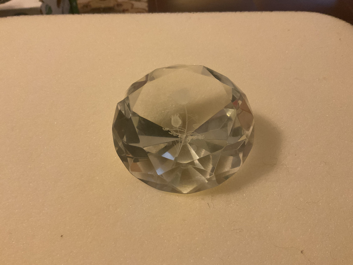 I Love You Diamond Shaped Glass Paperweight