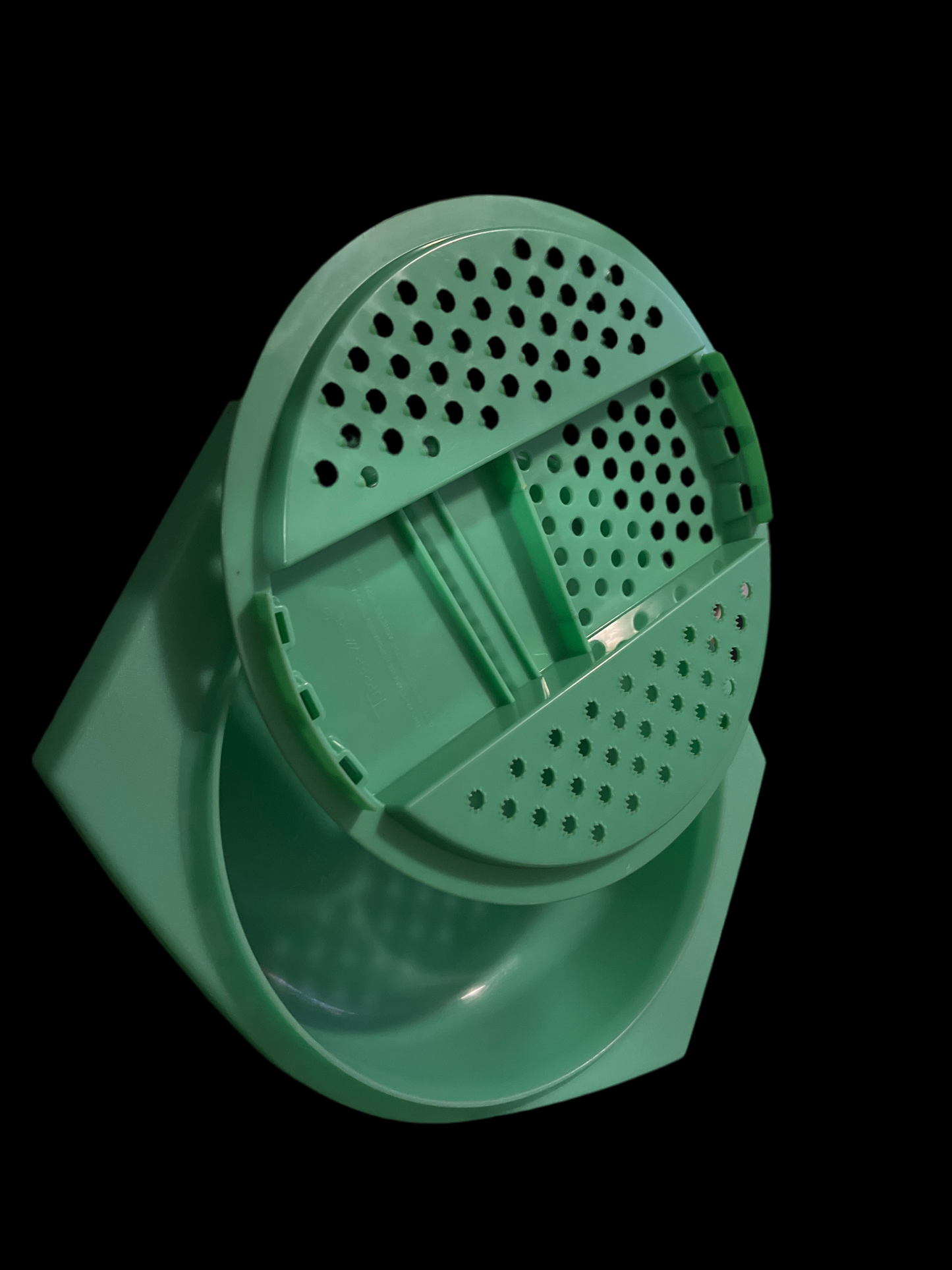 Vintage Tupperware Round Green Grater, Bowl and lid