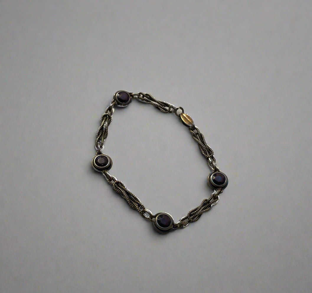 Vintage Purple Braided Stone Bracelet