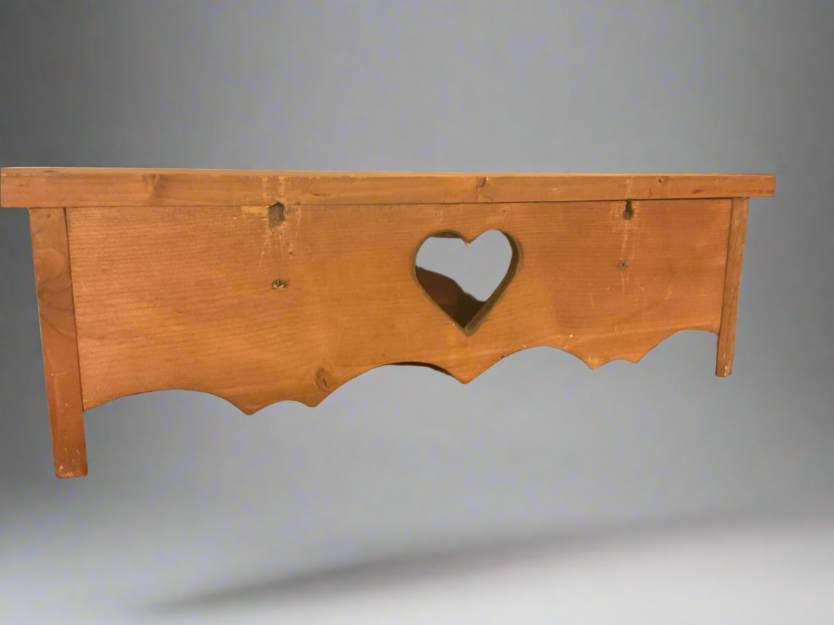 Wood Heart Shelf with Pegs