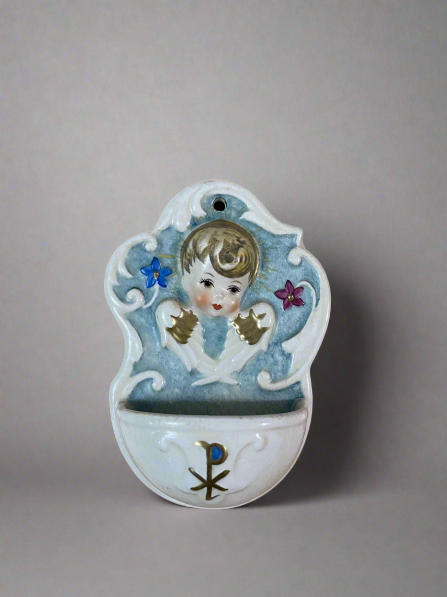 Goebel Cherub Holy Water Font