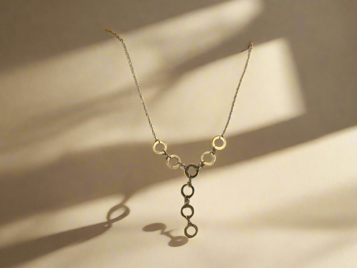925 ITALY KA1772 STERLING SILVER GOLD PLATED LARIAT NECKLACE
