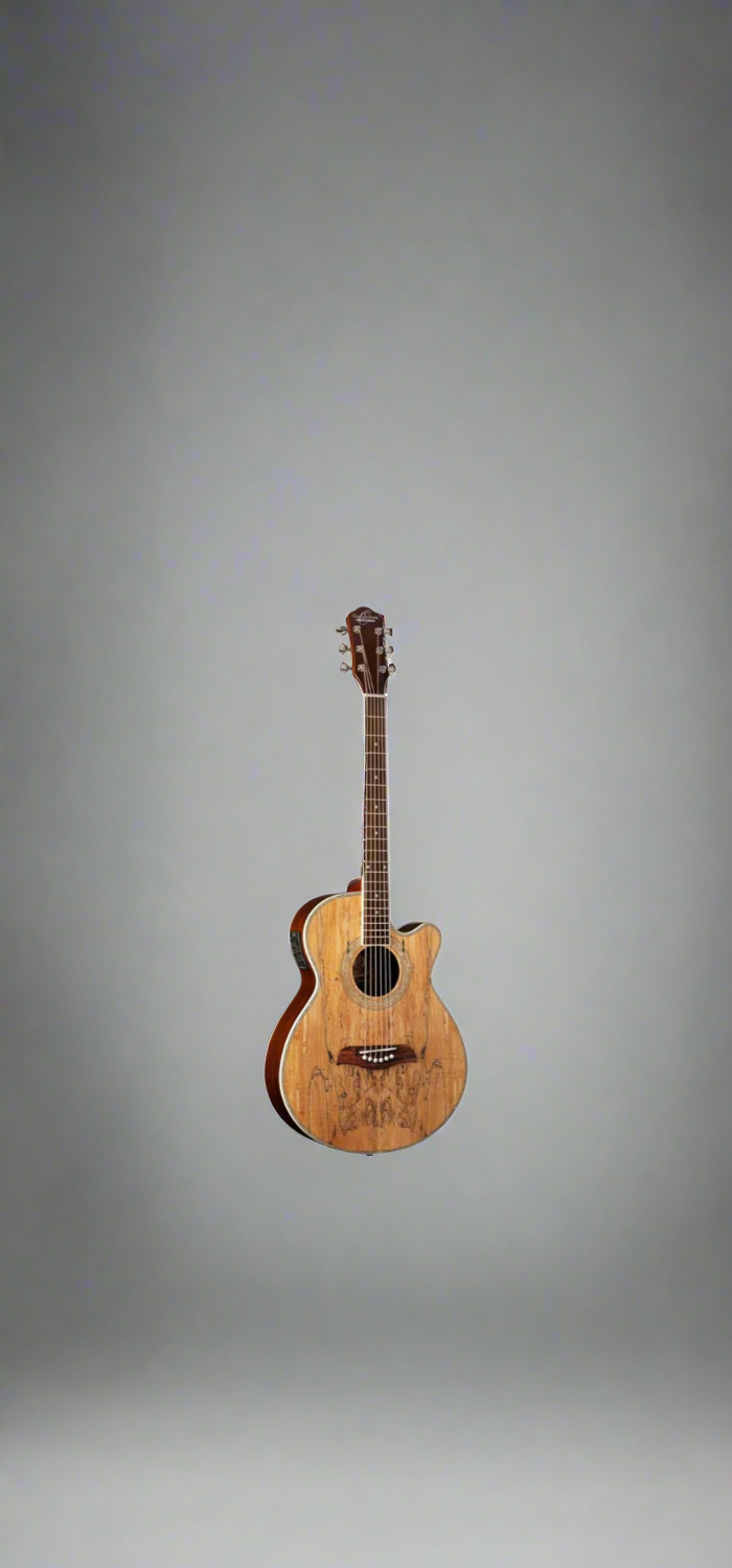 Oscar Schmidt 6 String Acoustic-Electric Guitar, Right, Spalted Maple (OG10CESM-A)