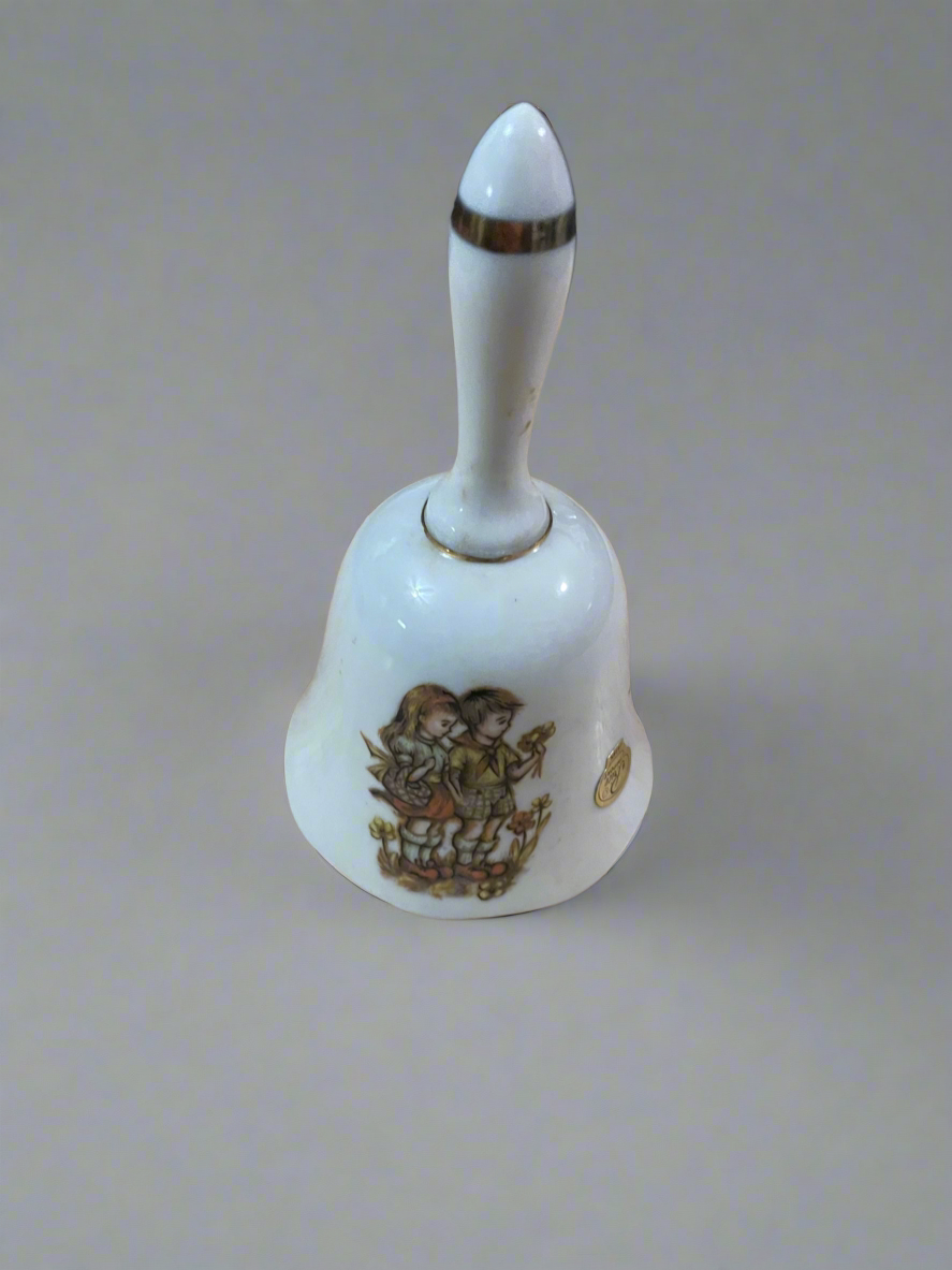 Porcelain Bell Boy and Girl Picking Flowers 5.25”