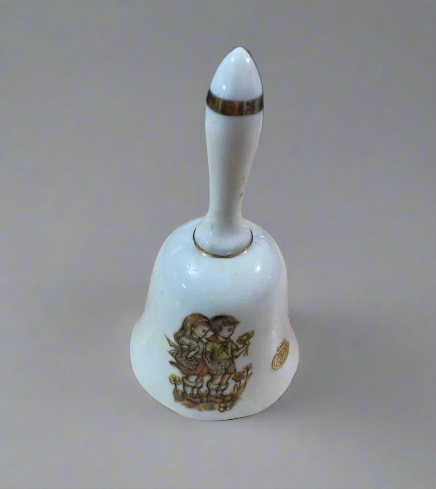 Porcelain Bell Boy and Girl Picking Flowers 5.25”