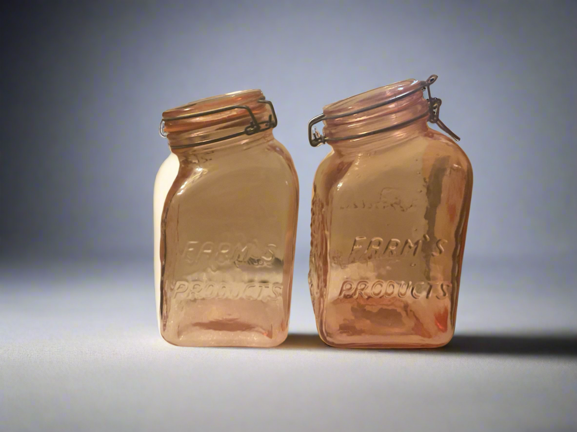 Vintage Pink Glass Canister set