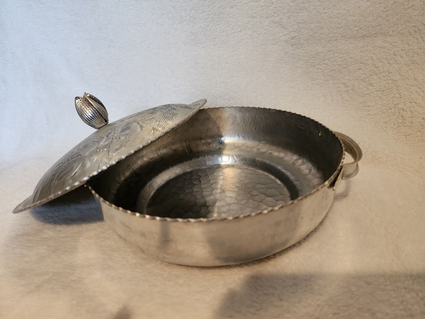 Vintage Hammered Tulip Lidded Dish