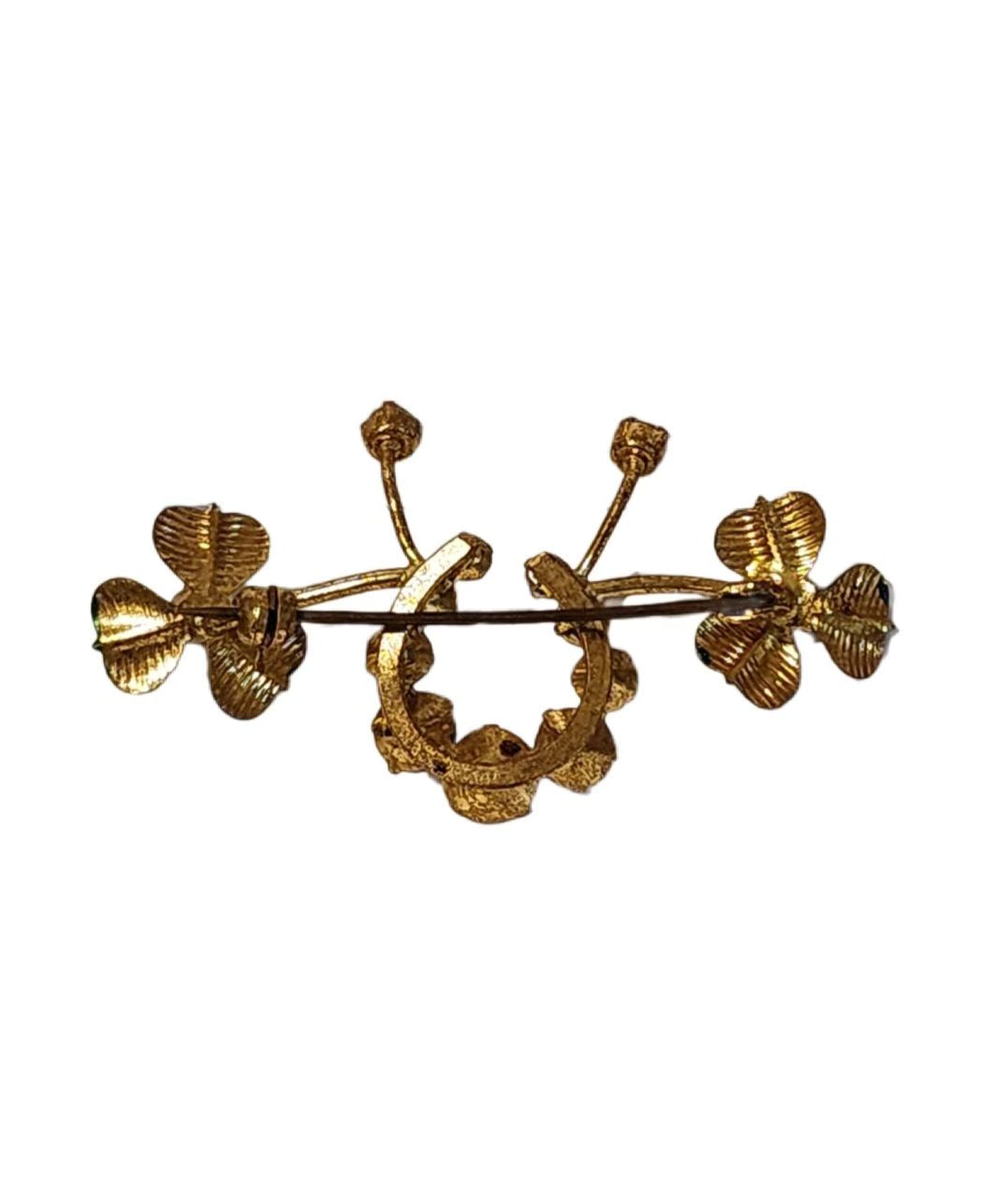 Vintage Horseshoe Shamrock Pin