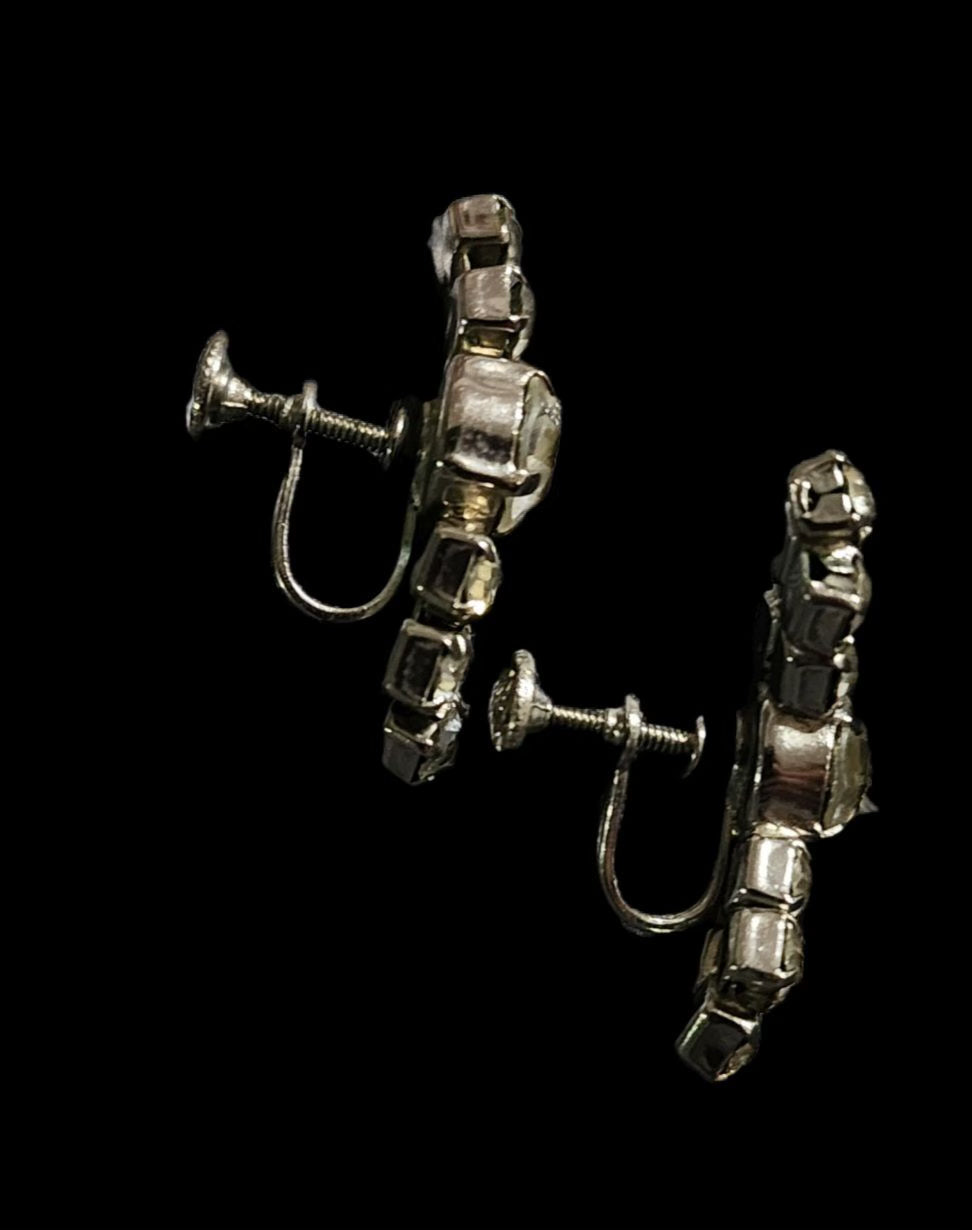 Crescent Shaped Rhinestone Earrings