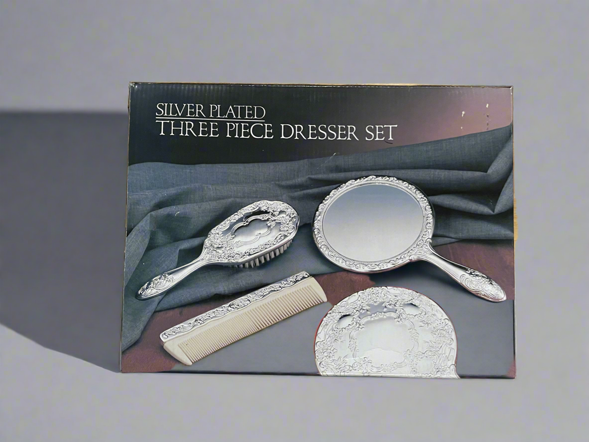 Silver Plated Three Piece Dresser Set