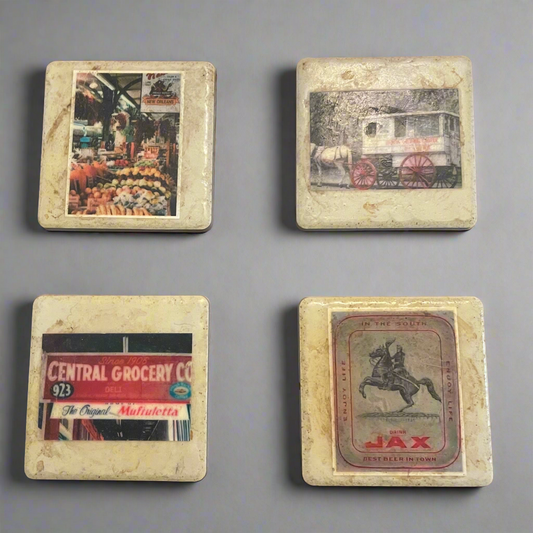 Homemade New Orleans Based Italian-Stone Tile Coasters (Set of 4)