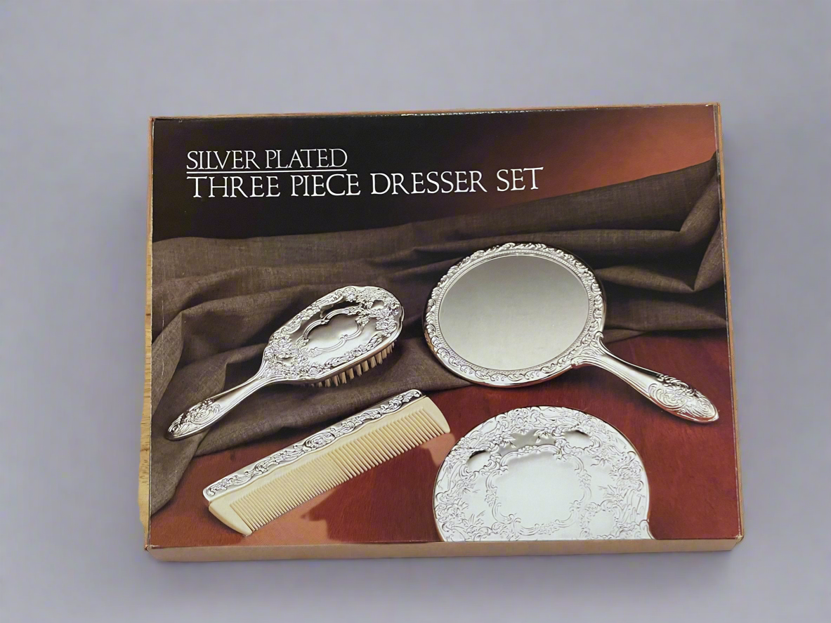 Silver Plated Three Piece Dresser Set