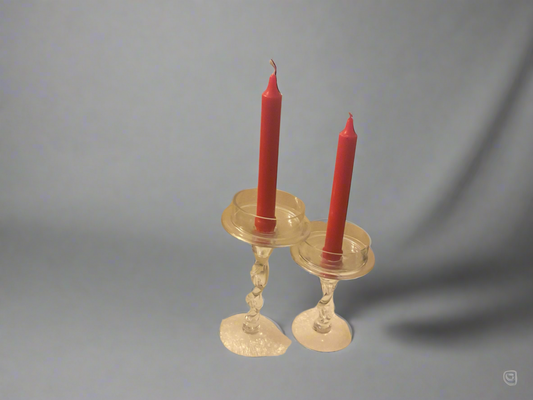 Twisted Clear Glass no mess Candle Holder Set