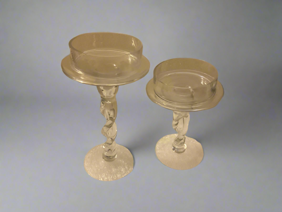 Twisted Clear Glass no mess Candle Holder Set