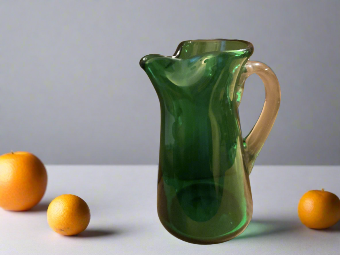 Emerald Green Blown Glass Pitcher
