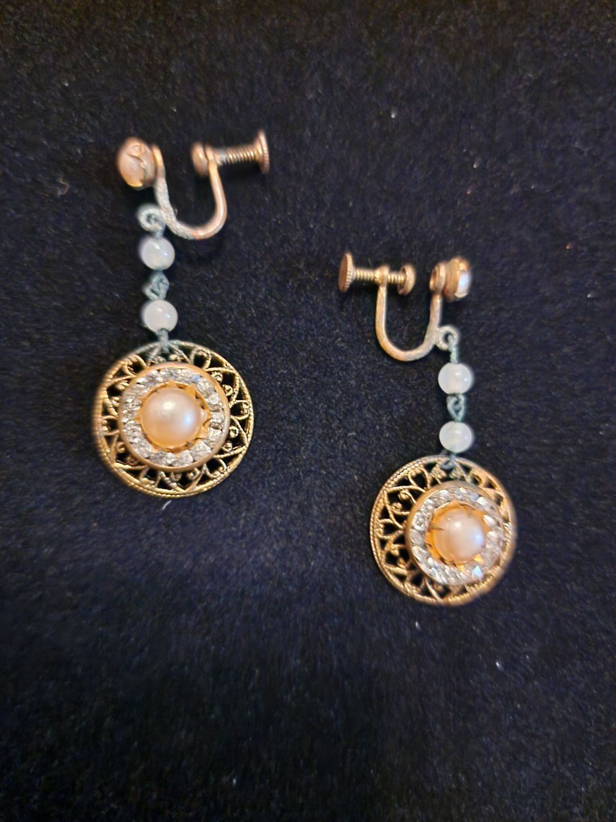 Vintage 1890s Turn of the Century Victorian Earrings Screw Back