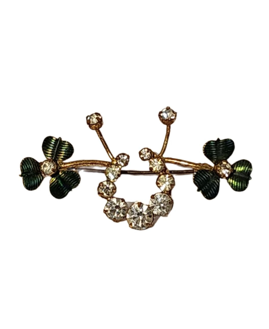 Vintage Horseshoe Shamrock Pin