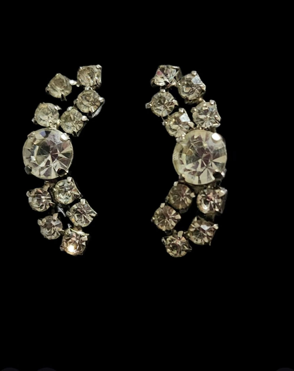 Crescent Shaped Rhinestone Earrings